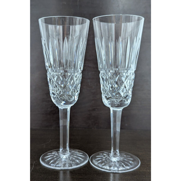 Pair Waterford Crystal Baltray Fluted Champagne Glass Set 2 Toasting Flutes EUC - Picture 4 of 9